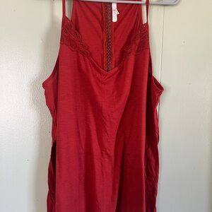 Red Lace Trim Cami Tank Top